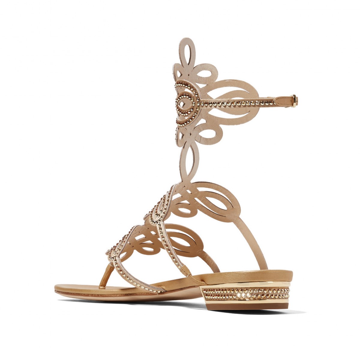 RENÃ CAOVILLA Embellished leather and satin sandals â Shoes Post