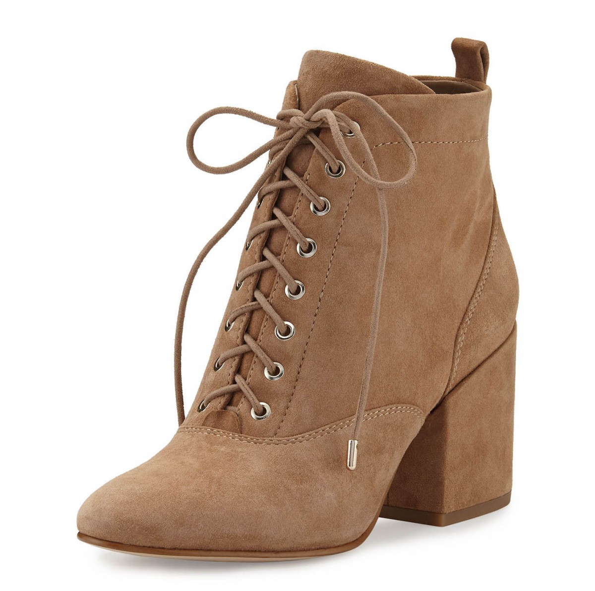 Sam Edelman Tate Suede Chunky-Heel Bootie, Oatmeal – Shoes Post