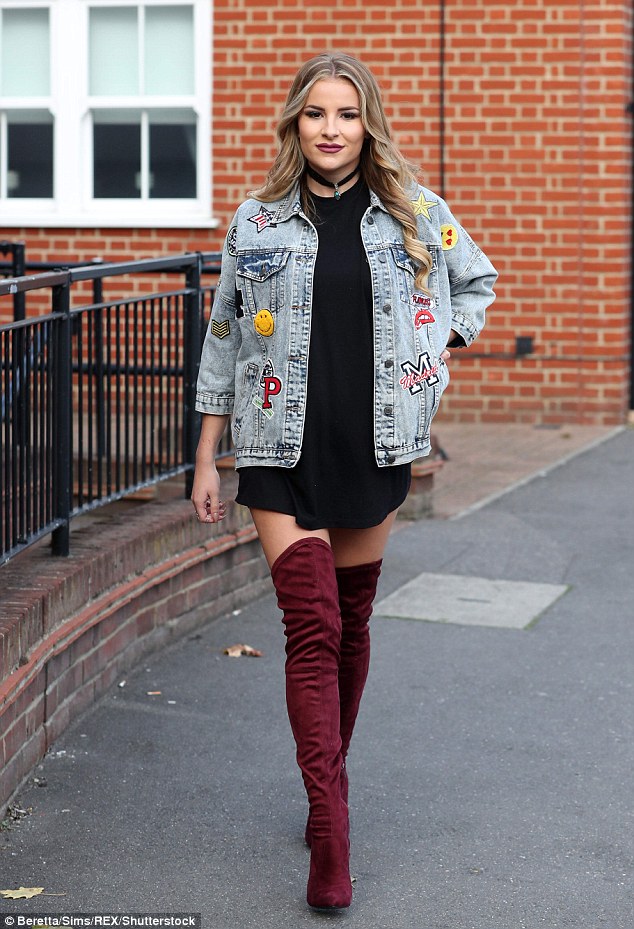 outfits with burgundy thigh high boots