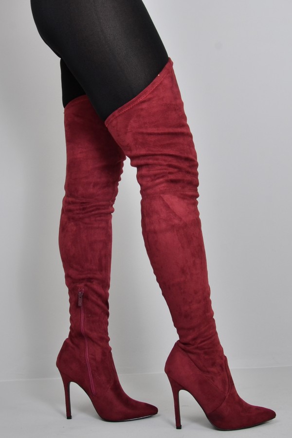 Georgia Kousoulou burgundy thigh high boots – Shoes Post