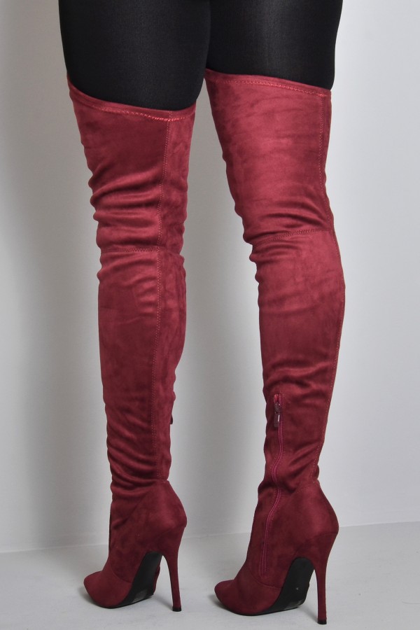 Georgia Kousoulou burgundy thigh high boots – Shoes Post