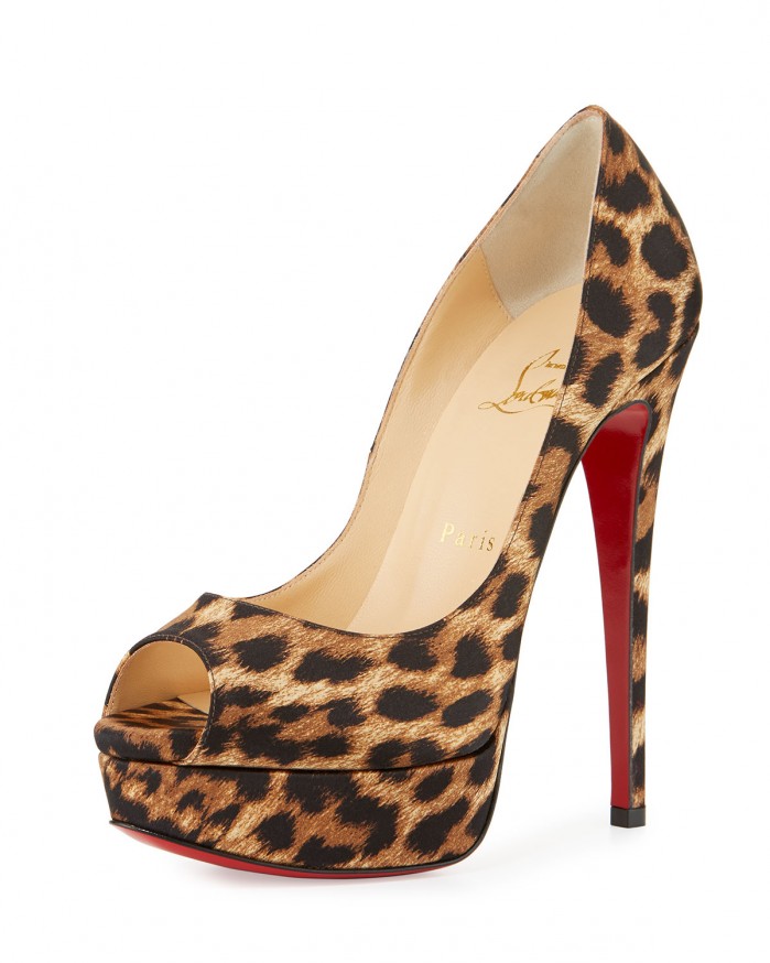 Christian Louboutin Lady Peep Leopard-Print Red Sole Pump, Brown ...