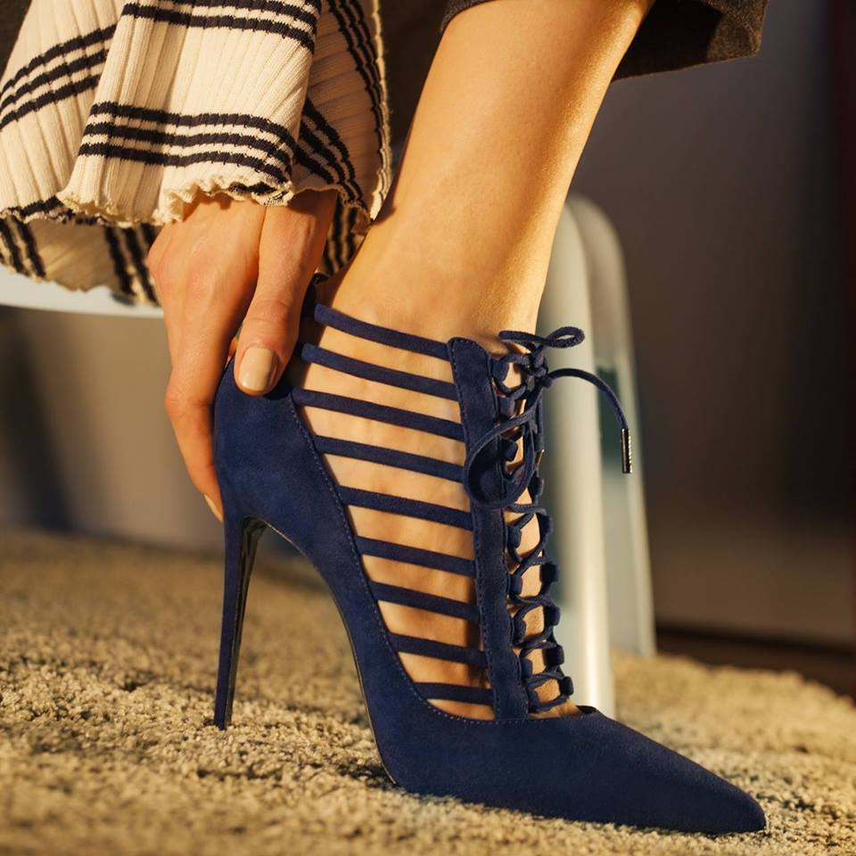 LE SILLA Cage ankle boot in Velour, cobalt blue suede calfskin – Shoes Post