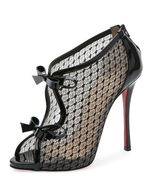 Christian Louboutin Empirealta Lace Mm Red Sole Bootie Black