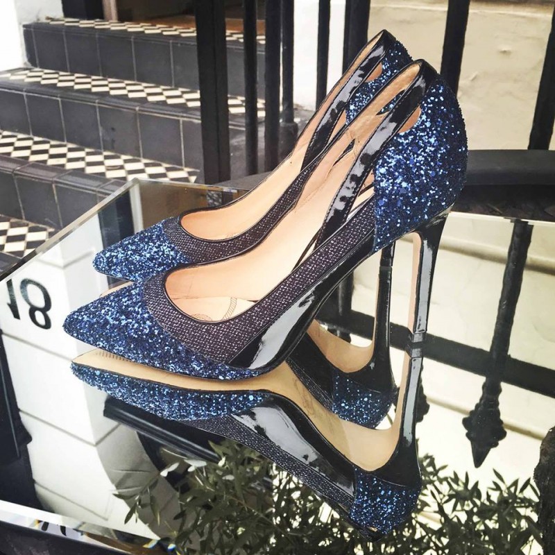 navy glitter shoes