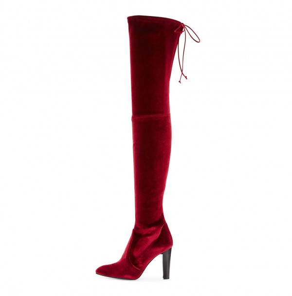 Stuart Weitzman Alllegs Velvet Over-the-Knee Boot, Scarlet – Shoes Post