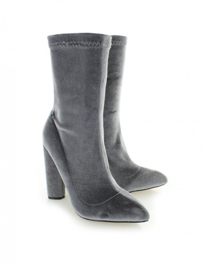 low heel gray boots