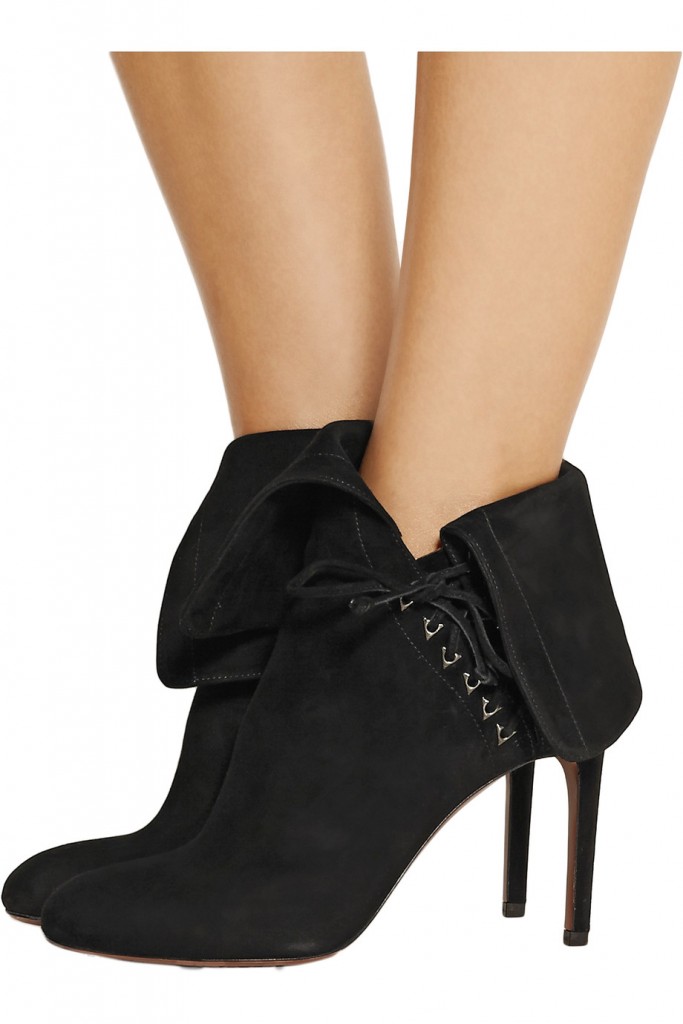 Pick up a pair of Fold-over suede Ankle Boots like Kate in Alaia ...