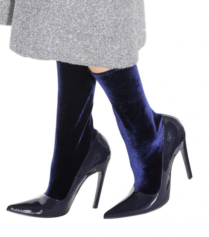 Balenciaga  Navy Velvet Ankle Boot  VSP Consignment