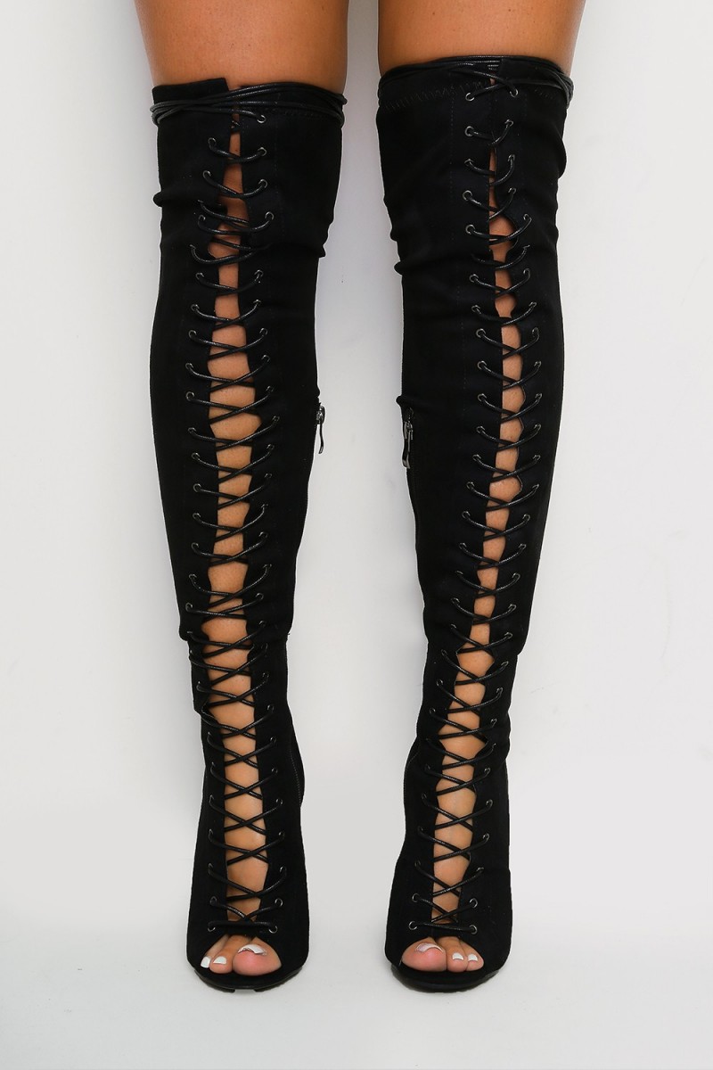 You need a pair of knee laced up boots like the Chloe Ferry has – Shoes ...