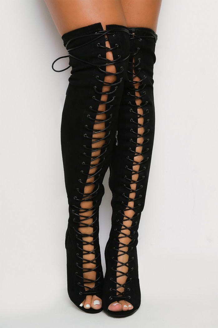 You need a pair of knee laced up boots like the Chloe Ferry has – Shoes ...