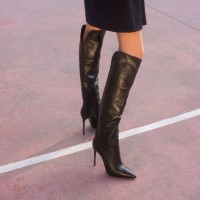Le Silla Knee boot in Minerva, black semi-polished calfskin – Shoes Post