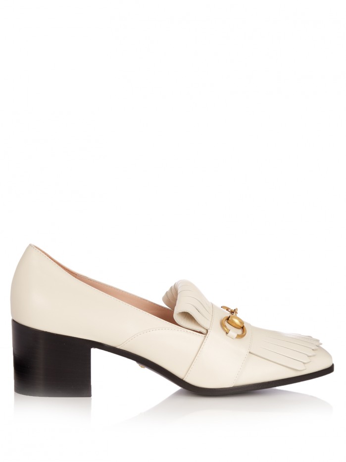 Walk in Style in Kate’s Gucci White Mid Heel Loafers – Shoes Post