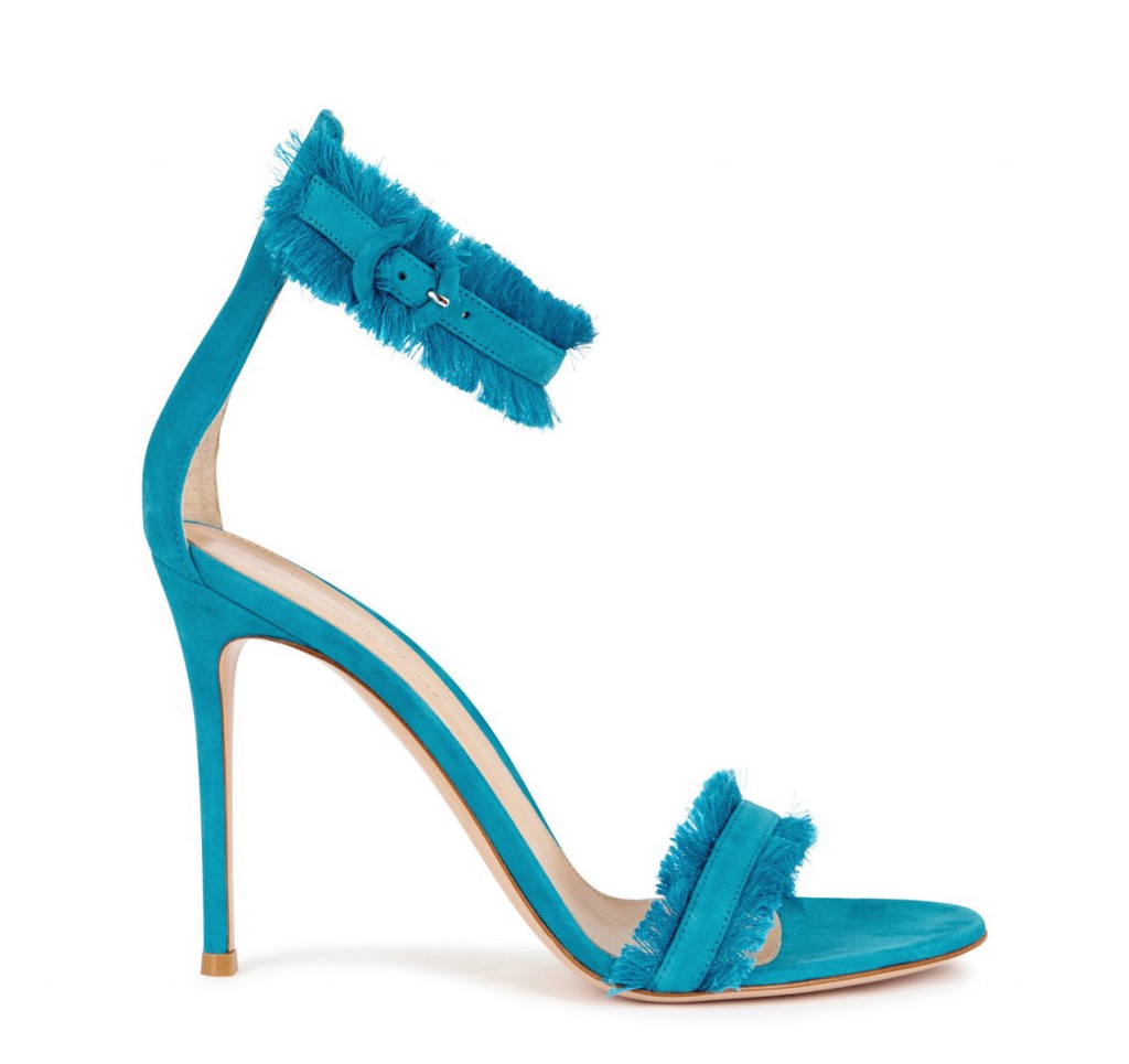 GIANVITO ROSSI Caribe turquoise fringed suede sandals – Shoes Post