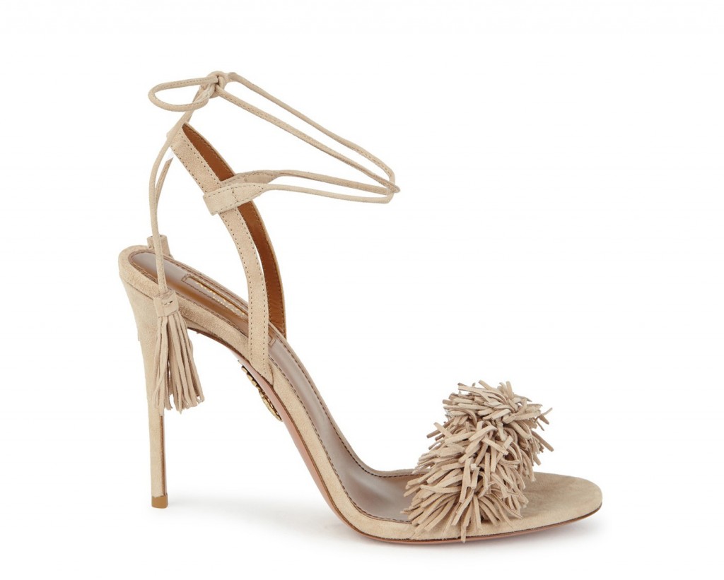 AQUAZZURA Wild Thing fringed suede sandals – Shoes Post