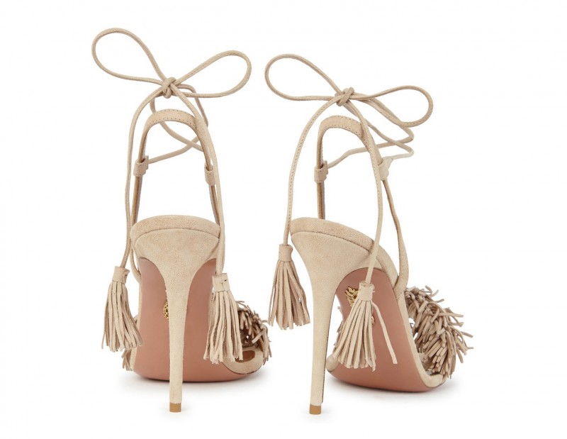 AQUAZZURA Wild Thing fringed suede sandals – Shoes Post