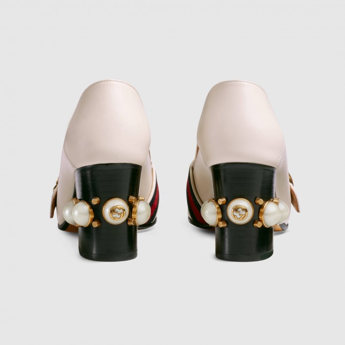 Walk in Style in Kate’s Gucci White Mid Heel Loafers – Shoes Post