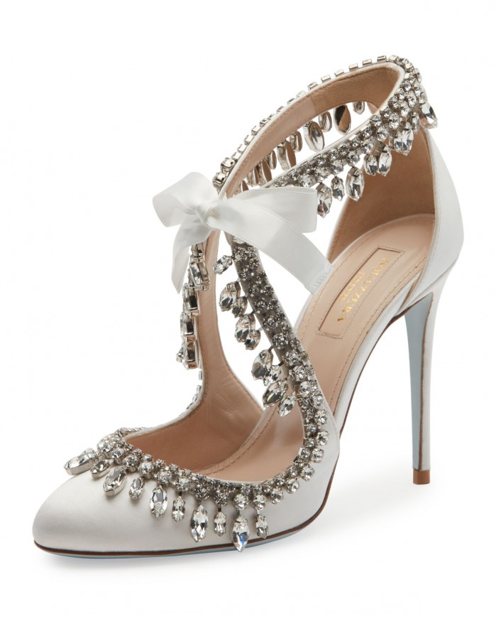 Aquazzura Stella Jeweled Bridal 105mm Pump, White – Shoes Post