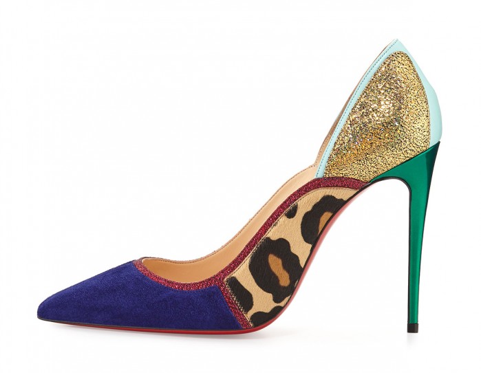 Christian Louboutin Serianina Pointed-Toe 100mm Red Sole Pump, Multi ...