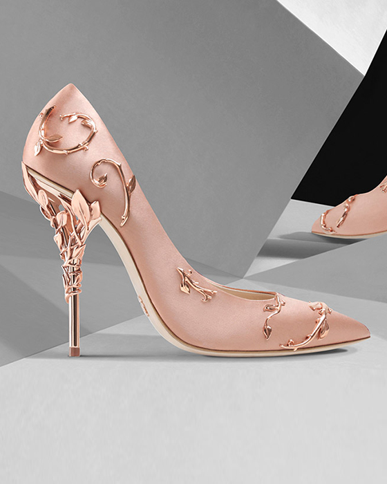 Pink Heels: Pink Heels With Gold Leaves