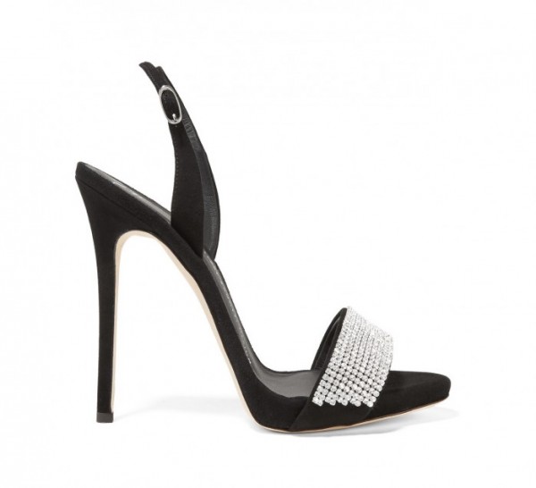 GIUSEPPE ZANOTTI Crystal-embellished suede slingback sandals – Shoes Post