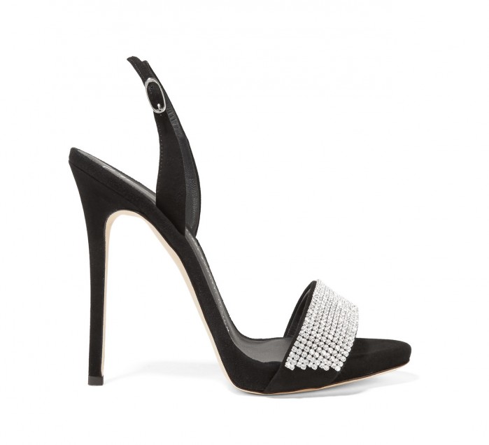 GIUSEPPE ZANOTTI Crystal-embellished suede slingback sandals 