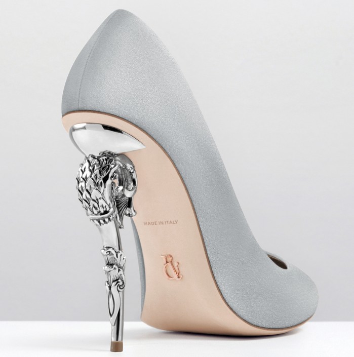 Ralph & Russo BAROQUE PUMP MOONSHADOW SUEDE WITH SILVER HEEL – Shoes Post