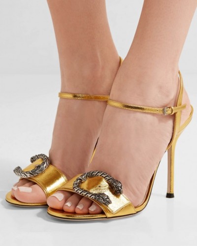 GUCCI Dionysus metallic leather sandals – Shoes Post