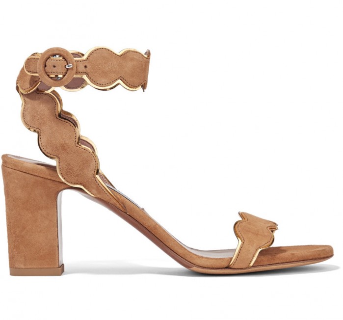 TABITHA SIMMONS Cloud metallic leather-trimmed suede sandals – Shoes Post