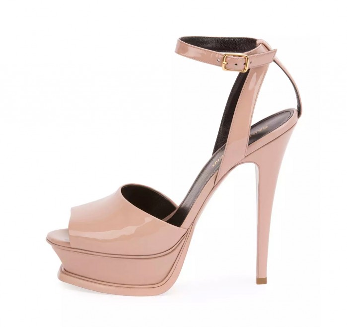 Saint Laurent Patent Ankle-Strap 135mm Sandal, Pink – Shoes Post