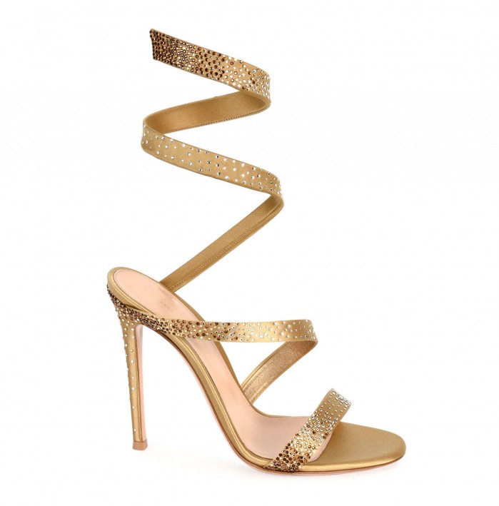 Gianvito Rossi Opera Ankle-Wrap 105mm Sandal, Gold – Shoes Post