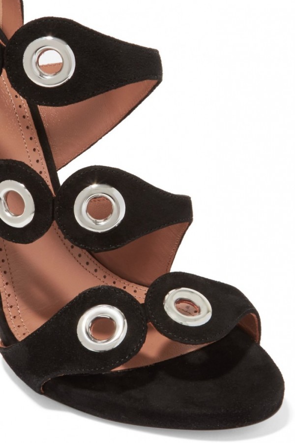 ALAÏA Eyelet-embellished suede sandals – Shoes Post