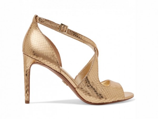 MICHAEL MICHAEL KORS Estee metallic snake-effect leather sandals â Shoes Post