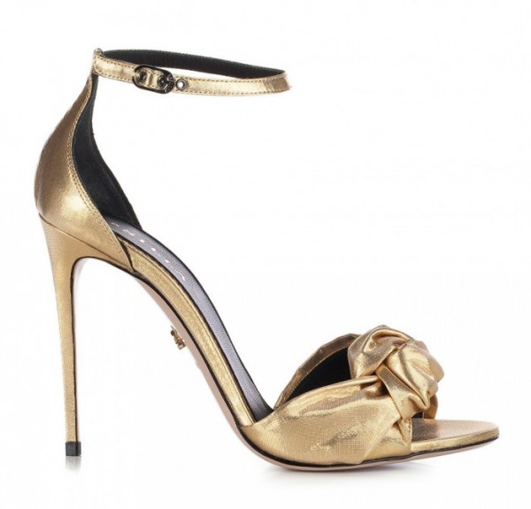 Le Silla Gold sandal in Fiesta, metallized fabric – Shoes Post
