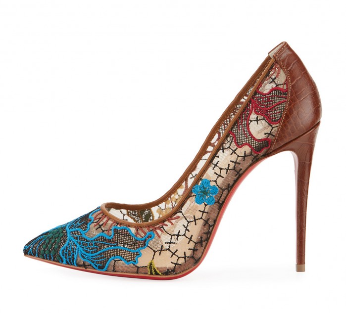 Christian Louboutin Follies Piped Lace Red Sole Pump, Multi – Shoes Post