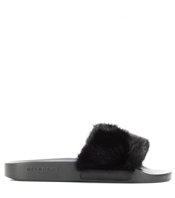 Women's Furry Slide Sandal | Black, Size 12 | Good American by Khloé Kardashian