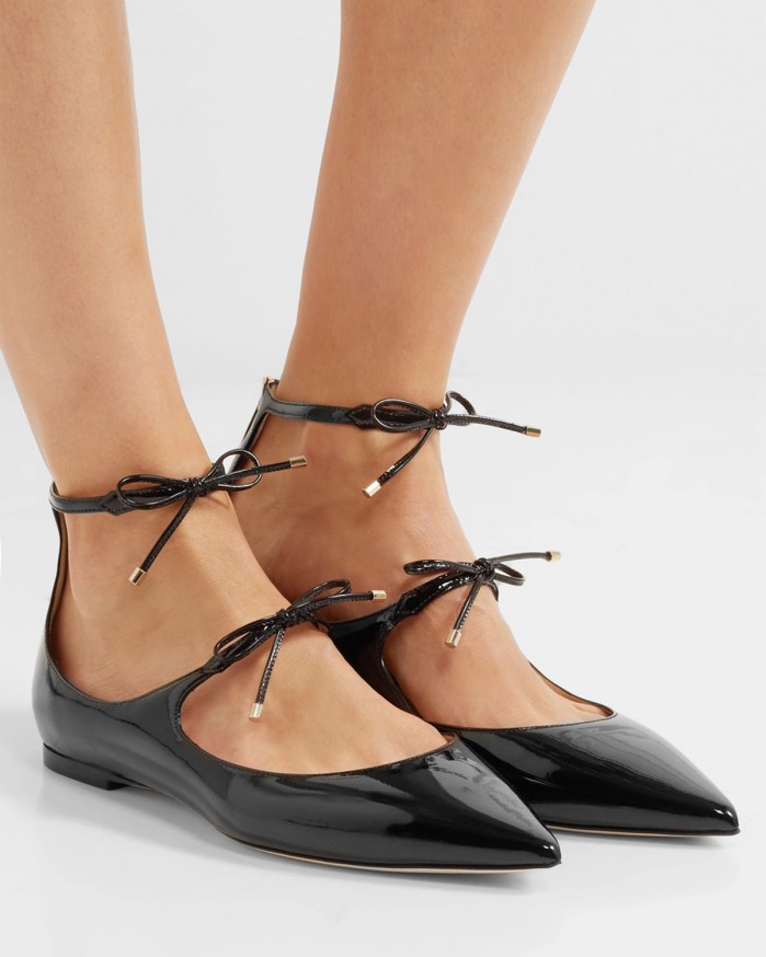 JIMMY CHOO Sage patent-leather point-toe flats – Shoes Post