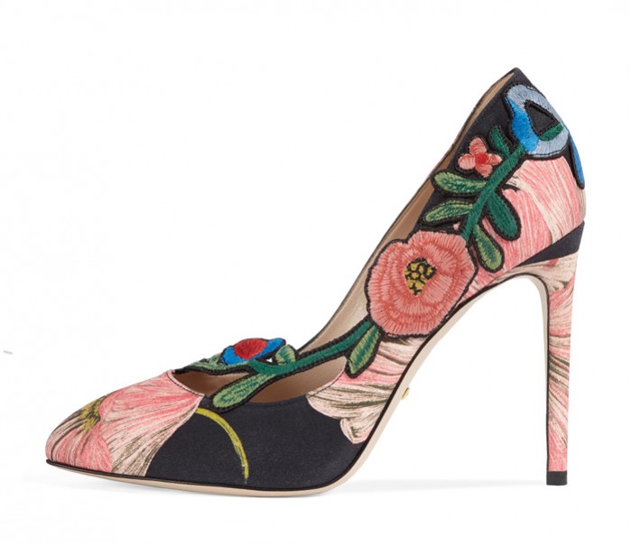 Gucci Ophelia Embroidered 105mm Pump, Black/Pink – Shoes Post