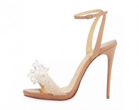 Christian Louboutin Crystal Queen Embellished Sandal, Nude – Shoes Post