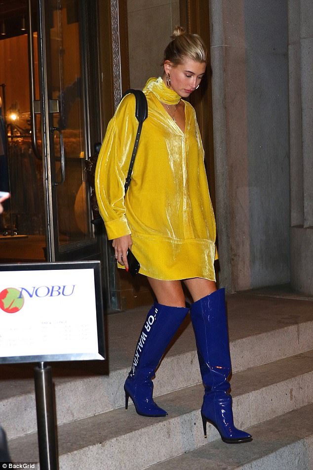 hailey baldwin white boots