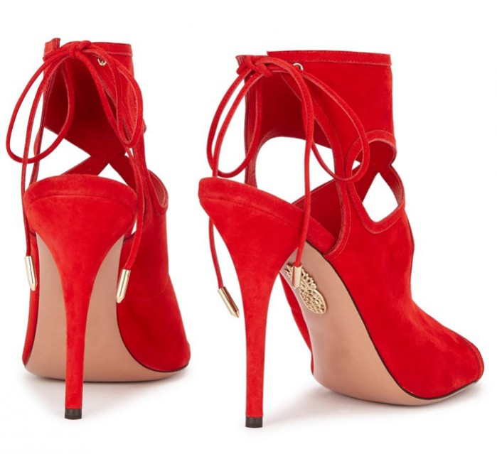 AQUAZZURA Sexy Thing red suede sandals – Shoes Post