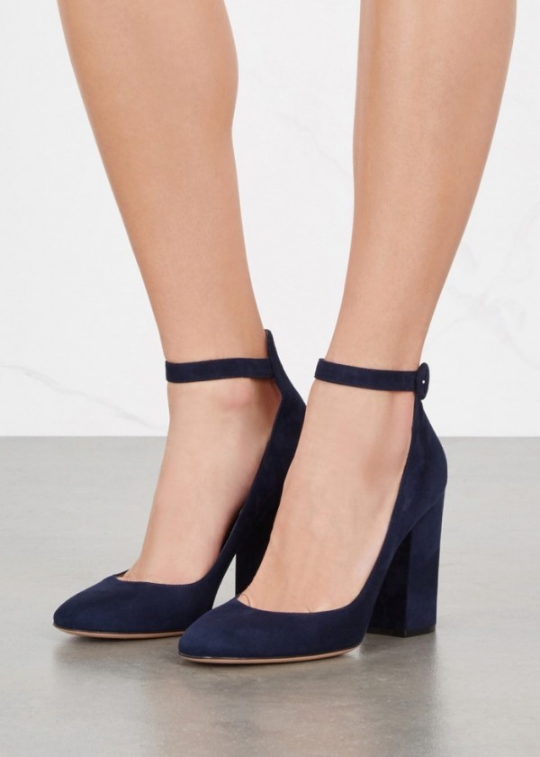 GIANVITO ROSSI Greta navy suede pumps Shoes Post