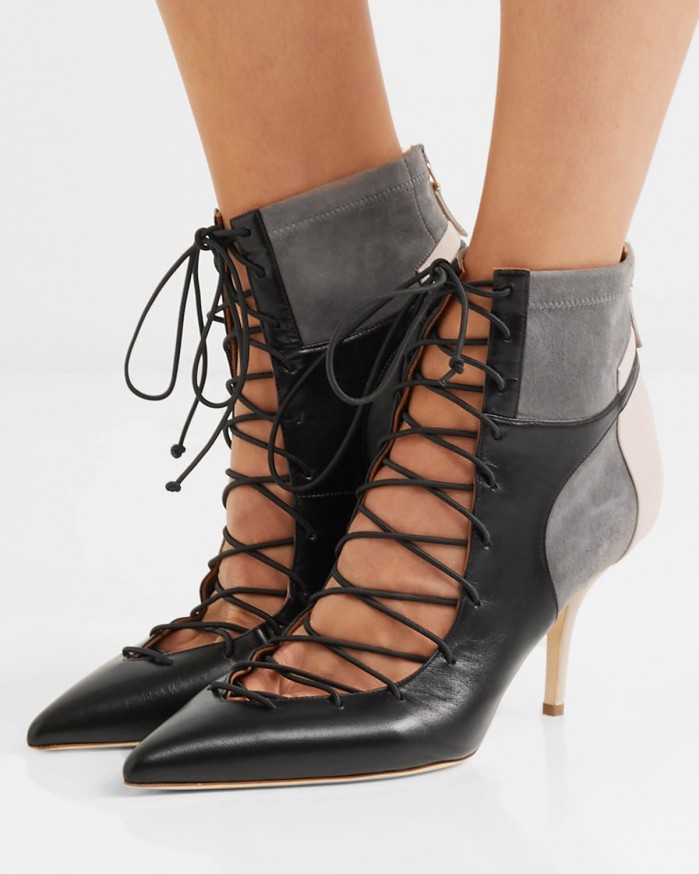MALONE SOULIERS Montana lace-up leather and suede ankle boots – Shoes Post
