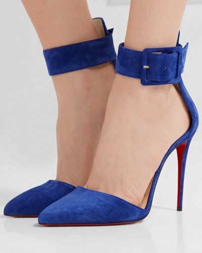 Christian Louboutin Crissos suede-trimmed fishnet and patent-leather ...