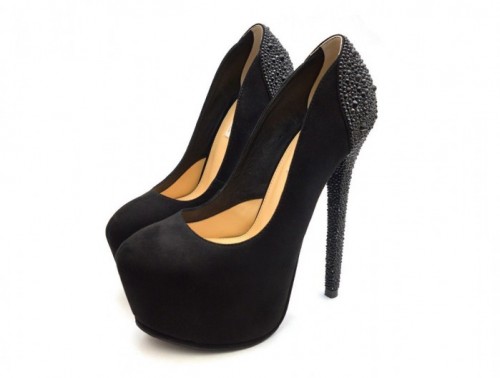 Y.S. Suede Swarovski Heels – Shoes Post