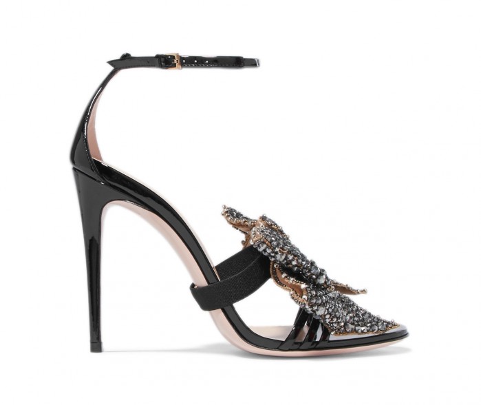GUCCI Embellished patent-leather sandals – Shoes Post