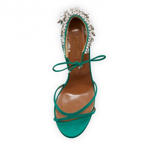 Aquazzura Eden Crystal-Embellished Ankle-Tie Sandal – Shoes Post