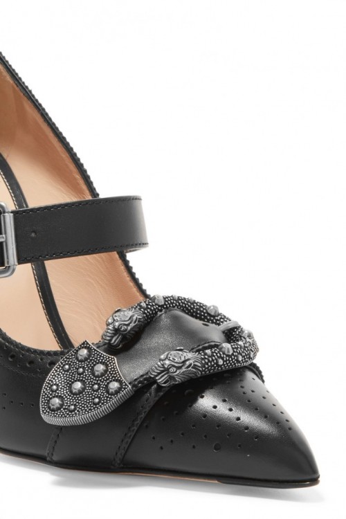 GUCCI Dionysus perforated leather Mary Jane pumps Shoes Post