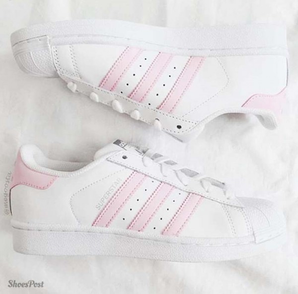 Adidas Superstar Original Fashion Sneaker, White/Pink – Shoes Post