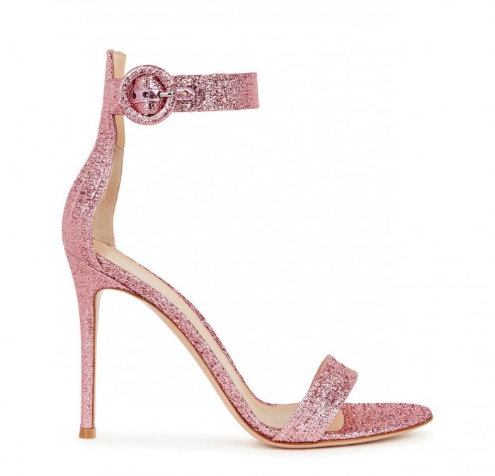 GIANVITO ROSSI Portofino 100 pink lamé sandals – Shoes Post